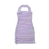 6016-25 Primavera Novo Coreano Irmã Gentil Puro Plissado Slim Decote Suspenso Malha Fina Saia Tubinho vestido