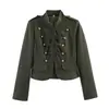 Chaqueta marca Z, moda transfronteriza popular europea y americana, pantalones de pierna ancha con botones metálicos y decoración de doble fila de botones, ropa para mujer, ZA de venta rápida