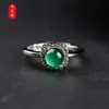 Anel de Calcedônia Verde Liga Item Quente de Transmissão ao Vivo Ágata Verde Anel Aberto Fonte Joias de Cristal Acessórios para Mãos Atacado