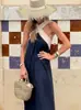 Vestido de Moda Feminino para Verão Ins2026 Europeu e Americano Transfronteiriço Amazon Casa Soltinho Ombro a Ombro Retalhos Sem Mangas