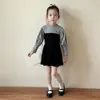 Vestidos e Saias para Meninas do Ensino Fundamental e Médio, Roupas de Outono, Novo Estilo Coreano, Roupas para Bebês e Crianças, Vestidos de Princesa de Manga Longa para Primavera e Outono