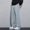 Calça Jeans Masculina Solta de Perna Reta e Larga Verão Jeans Fino Calças Longas Casuais Tendência Nova 2025