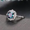 Anillo Exquisito Forma de Flor Huajie para Mujer Regalo de Aniversario Anillo Colorido Novia Joyería de Boda Anillo de Dedo para Fiesta