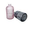 Venta al por mayor 400 ml spray de gel antibacterial para manos de vidrio color gel antibacterial botella de vidrio hotel gris ahumado rayas verticales botella de gel antibacterial