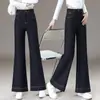 Jeans acampanados azules para mujer, nuevo estilo primavera y otoño 2026, de cintura alta, adelgazantes, pantalones de microcampana de moda para figuras petite