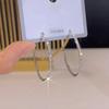 Anel de orelha grande com diamante flash S925 prata temperamento de agulha brincos de anel de diamante completo design sentido moda brincos de anel de orelha rosto fino