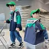 Ropa para Niños Chaqueta Cortavientos con Capucha para Niños Primavera y Otoño Niños Grandes Casual de Primavera Holgada Resistente al Viento Superior Moderna Venta al por Mayor Transfronterizo