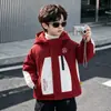 Jaqueta de Moletom Grossa com Capuz Color Block para Meninos e Meninas, Parka Quente para Exterior, Roupa de Trabalho de Inverno