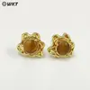 Ehp102 Sol Pequeño Girasol Piedras Preciosas de Colores Gancho para Pendientes Opcional Chapado en Oro de 18K Accesorios