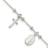 Pulseira com Pingente Cruzado Nova Moda Europeia e Americana Personalizada Nicho Terço Versátil Diário Feminino Pulseira com Pingente