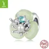Colgante de plata Monet impresión cuentas de silicona colgante cuentas de plata 925 accesorios de joyería flores y plantas primavera nuevo