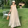Elegante y Fluido Vestido Camisola para Mujer, Súper de Hada, Adelgazante, Largo Plisado, Color Camel, Talla Única, Transparente, Ajustado