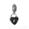 Colgante de Aleación Corazón Negro y Estrella DIY Zapato de Cristal Árbol de la Vida Encanto Pulsera DIY para Mujer Estrella de Cinco Puntas