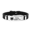 Pulseira de Silicone Personalizada Aço Inoxidável Estrela da Vida Logotipo Médico Diabético Pulseira de Silicone Pode Ser Gravada