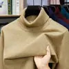 Suéter masculino premium de malha fina, novo suéter de lã Puyuan de cor sólida com gola redonda e manga longa para outono e inverno, suéter masculino estiloso e quente