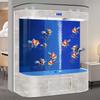 Nuevo Acuario, Mediano y Grande para Sala de Estar en Casa, Acuario de Forma Curva Montado en la Pared, No Necesita Cambio de Agua, Acuario Ecológico Grande Curvo de Pie