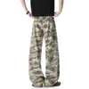 Pantalones de chándal retro americanos con camuflaje y dobladillo curvo para hombre, finos de otoño, hiphop, de longitud completa, pierna ancha, pantalones casuales deportivos