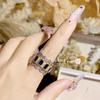 Camelia ancha retro italiano Corte rojo paloma anillo luz lujo tejido tallado encaje dorado anillo abierto