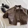 Jaqueta de Couro para Meninos Outono e Primavera Roupa Externa 2026 Bebê Novo Estilo Coreano Jaqueta Infantil Merade Top de Outono Estiloso