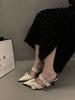 Zapatos Europeos y Americanos Sexy de Tacón Alto para Mujer, Tacones de Aguja Puntiagudos, Zapatos Mula Medios de Arrastre, Sandalias de Verano 2025 Nuevas con Hebilla de Correa en la Puntera