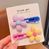 Versión coreana de primavera de la flor de cerezo, los niños no se lastiman la pinza para el cabello, linda pinza para el cabello con forma de corazón de niña rosa, cuerda para la cabeza de flor, estuche de cuero para niña