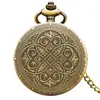 Reloj de Bolsillo Vintage de Bronce con Flor Doble de Ocho Pétalos para Hombres y Mujeres Reloj de Bolsillo de Cuarzo Reloj Grande Colgante Reloj de Regalo Reloj de Bolsillo Simple Creativo