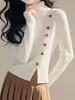 Suéter de Cuello Alto Lazy Blanco de Alta Gama para Mujer Otoño e Invierno 2025 Nuevo Estilo Estilo Pequeño Fragancia Tejido Camiseta Base Top