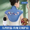 Calentador Eléctrico de Hombro y Cuello con Sal Marina, Bolsa de Compresa Caliente Herbal de Moxa, Bolsa Terapéutica Específica para la Columna Cervical, Chal de Compresa Caliente de Sal Marina