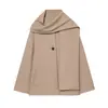 Novos Produtos de Inverno 2025 Moda de Rua Feminina Europeia e Americana Estilo Cachecol Casaco de Lã W05 26125