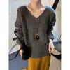 Suéter de punto hueco estilo coreano, corte relajado, para mujer, nueva colección de otoño 2026, top de punto suave y a la moda
