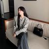 Shanli Dadi Primavera e Outono Novo Retrô Gola Redonda Manga Longa Blusa Feminina Listrada Solta Estilo Chanel