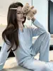 Em estoque com bojo 65 Pijama Tendência Algodão Outono Inverno Novo Conjunto de Homewear Feminino Dropshipping Frete Grátis