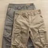 Macacão masculino coreano reto solto calça casual de trabalhador verão simples multi-bolsos calça de proteção para trabalho masculina