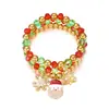 Conjunto de Pulseras con Atmósfera Navideña Transfronteriza Europea y Americana Papá Noel Copo de Nieve Bastón de Caramelo Combinación de Cuentas de Colores Festival Qixi