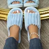 Novas pantufas de inverno e outono transfronteiriças de bico aberto peludas respiráveis quentes de pelúcia pantufas femininas confortáveis leves