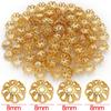 Chapado en Oro Blanco de Oro Real de 18 Quilates Plata Gruesa Color Conservante Tazón en Forma de Patrón de Puntos Florales Tapa de Flor Soporte de Flor Colgante Colgante Accesorios para Joyería DIY