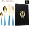Cubiertos de Acero Inoxidable Transfronterizo de Amazon Cuchillo y Tenedor 1010 Cuchillo, Tenedor y Cuchara de Estilo Occidental Juego de 24 Piezas Cuchillo y Tenedor para Carne Caja de Regalo