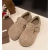 Zapatos Boker de Lana con Tacón Oculto de Papa Pequeña, de un Solo Paso, Forrados de Felpa para Mujer, Zapatos de Algodón Cálidos Grises Peludos 2026 Otoño Invierno