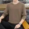 Sudadera nueva de alta gama transfronteriza con cuello redondo, moderna camisa base casual de manga larga para hombre, color liso, a la moda, para primavera y otoño