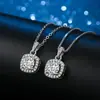 Colar Quadrado Pequeno de Diamante para Mulheres, Pingente de Zircônia Imitação Moissanita, Corrente para Clavícula, Estilo de Nicho de Luxo Leve de Alta Qualidade, Atacado e Dropshipping