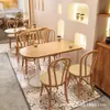 Cafetería de Té con Leche Juego de Mesa y Sillas de Madera Maciza Cafetería de Postres Japoneses Restaurante Occidental Mesa Larga Semi-circular y Sillas