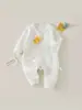Body de algodón puro Clase A con mariposas para bebé Mono de primavera y otoño para bebé Mono cálido acolchado para recién nacido Costura sin costuras