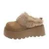 Pantuflas de Algodón Estilo Birkenstock para Mujer con Aumento de Altura, Adecuadas para Personas Bajitas, Para Usar en Invierno al Aire Libre, Nuevo Modelo 2025, Forradas de Borrego, Cálidas, Suela Gruesa, Pantuflas Peludas