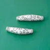 Pulsera Media de Tubo Curvo de Plata Pura 999 Dios Amarillo de la Riqueza con Dijes de Mensaje Auspicioso, Accesorios de Pulsera de Cordón Trenzado Hechos a Mano para DIY