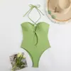 Novo Maiô Peça Única de Comércio Exterior para Mulheres, Emagrecedor, Cobertura da Pele, Biquíni Decote Halter, Cor Sólida, Simples Amazon Transfronteiriço