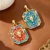 Colar de cartão de tarot quadrado transfronteiriço com pingentes de tartaruga marinha com gota de óleo, cabeça de carneiro, cabeça de touro, acessórios DIY, banhado a ouro real 18K