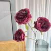 Flor Artificial 3 rosas Austin grandes rojo rosa Austin sala de bodas fila de piso pared de fondo flor decorativa