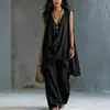 Nuevo Conjunto de Playa de Moda sin Mangas de Color Sólido para Mujer de Comercio Exterior Transfronterizo Europeo y Americano Amazon Wish Primavera/Verano 2026