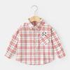 Kaka Panda Roupas de Bebê Camisa Xadrez de Manga Longa para Crianças Roupa de Outono Camisa para Meninos Primavera e Outono Top para Bebês Meninas