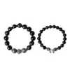 Pulsera de Obsidiana con Campana que Suena a Corazón Diseño Original de Pareja Diseño de Nicho Regalo para Novio y Novia